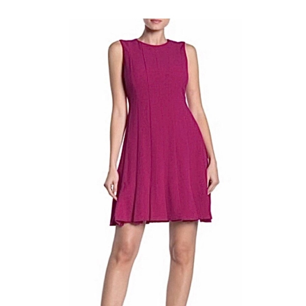 Julia Jorden Paneled/Pleated Crepe Shift Dress Fuchsia Size 6